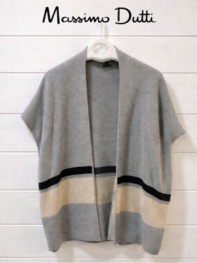 MASSIMO DUTTI Grey & Beige Oversized Knit Vest – Size S fit S to XL
